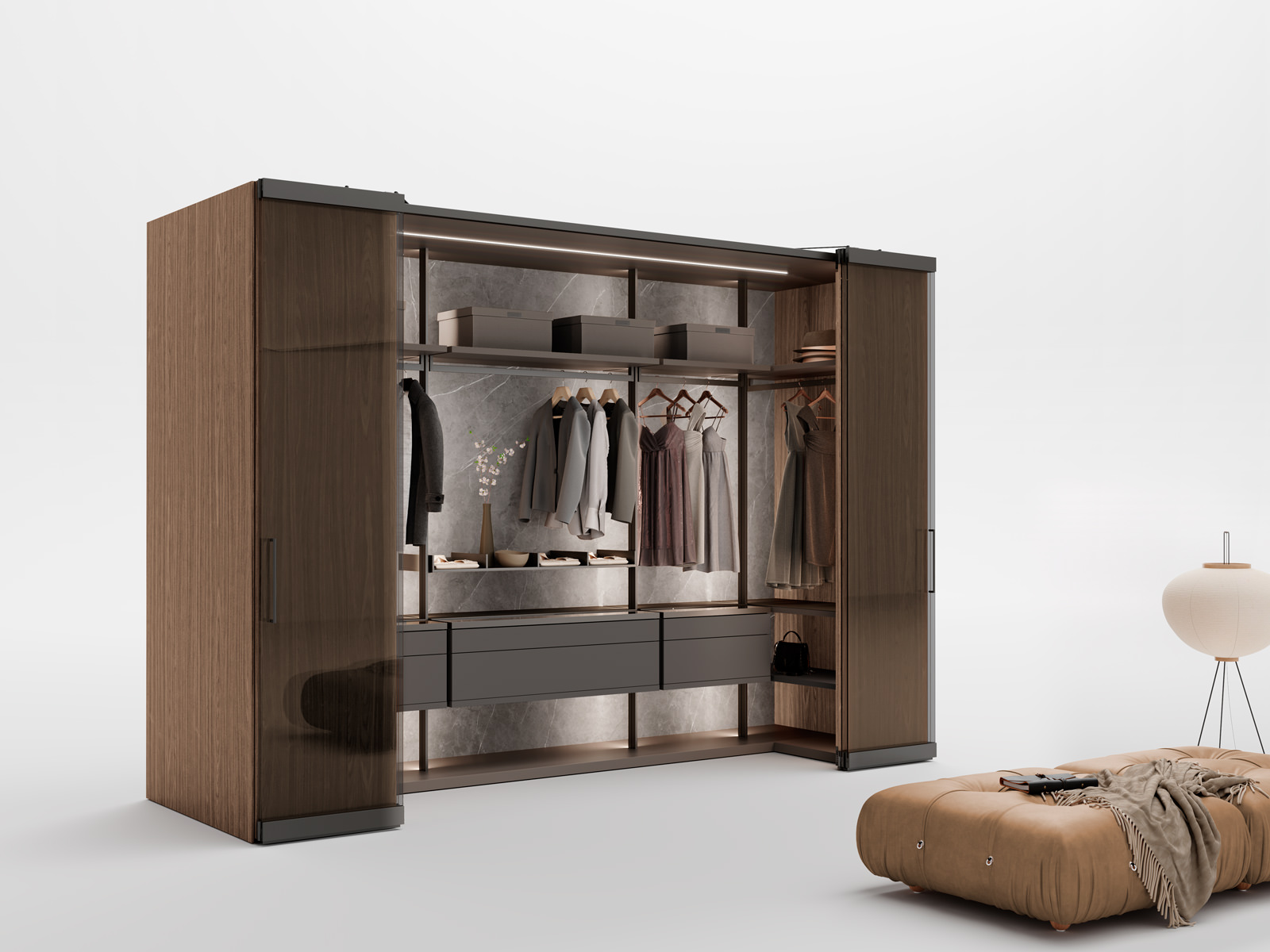 Caccaro Camerino in canneté walnut