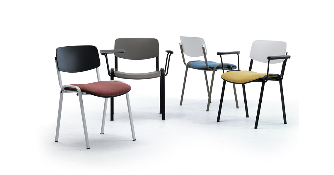 Leyform Sally coloured ISO chair with writing tablet