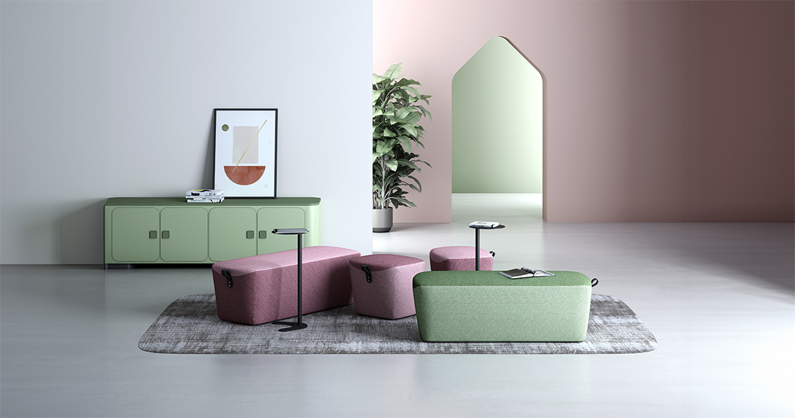 Leyform Vic coloured pouffe with side handle
