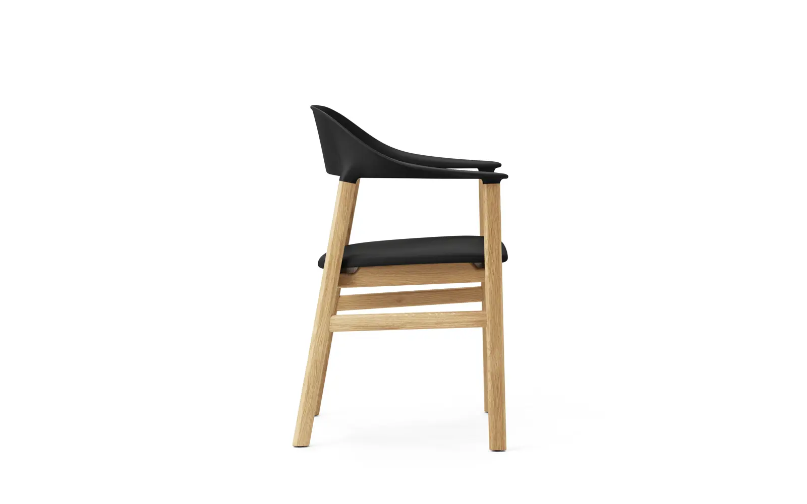 Normann Copenhagen Herit Lehnstuhl gepolstert, Eiche Spectrum Leder schwarz – Bild 3