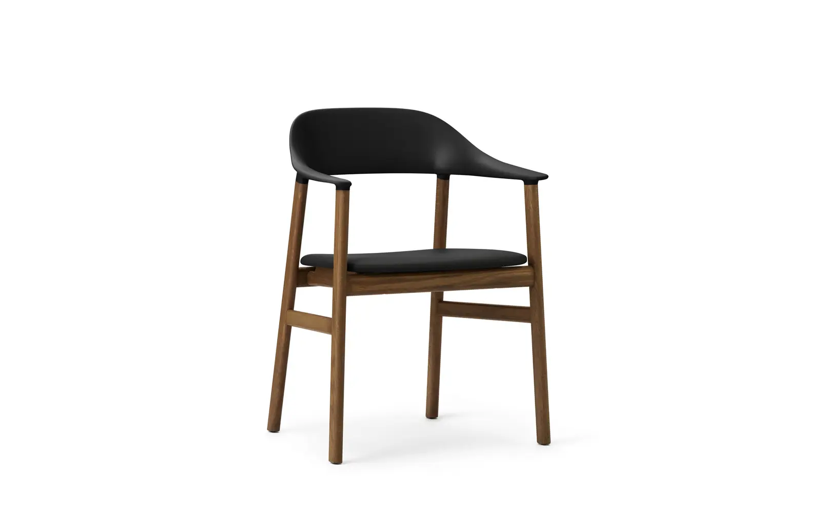 Normann Copenhagen Herit Lehnstuhl gepolstert, gebeizte Eiche Spectrum Leder schwarz