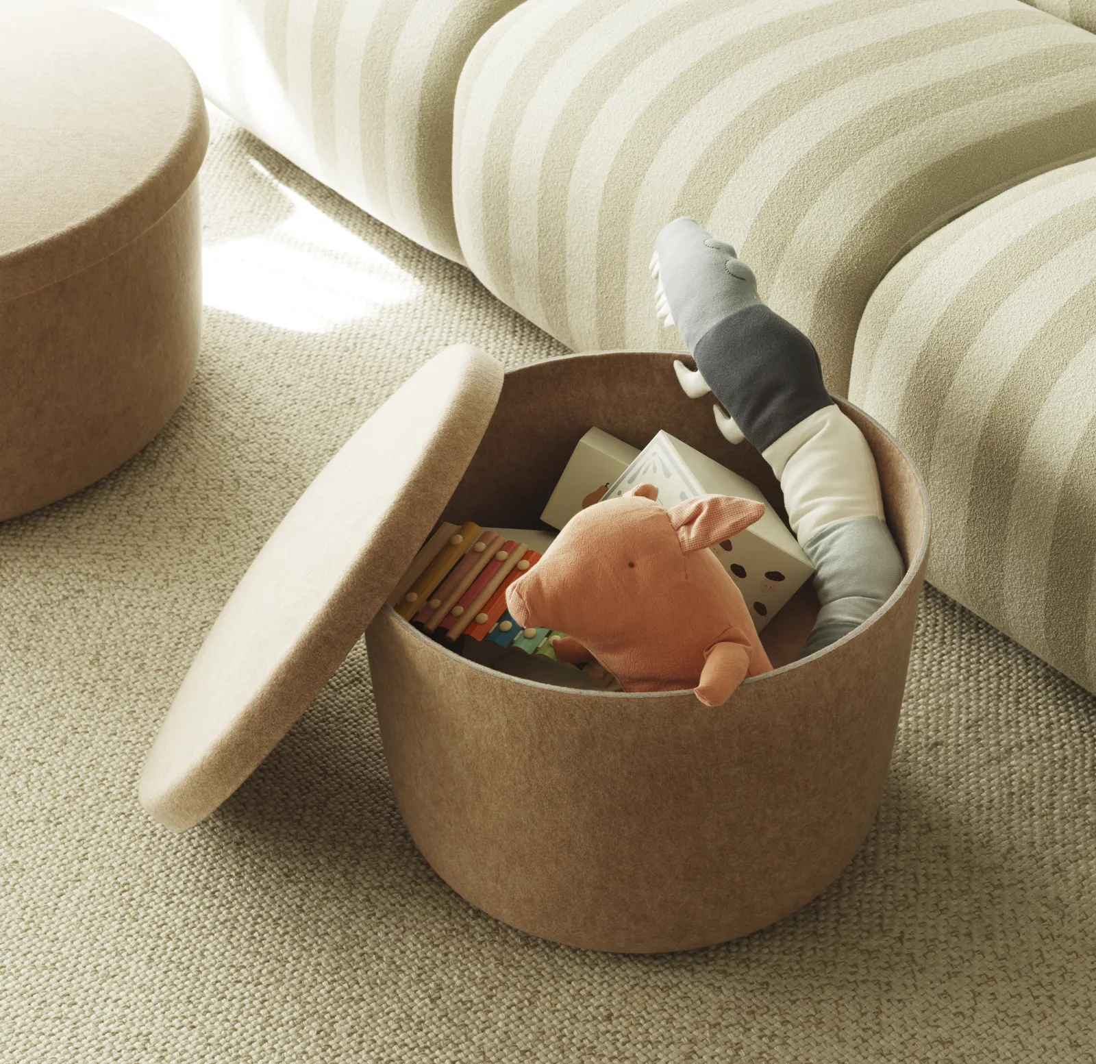 Normann Copenhagen Hide Stauraum Pouf Gross Sand – Bild 3