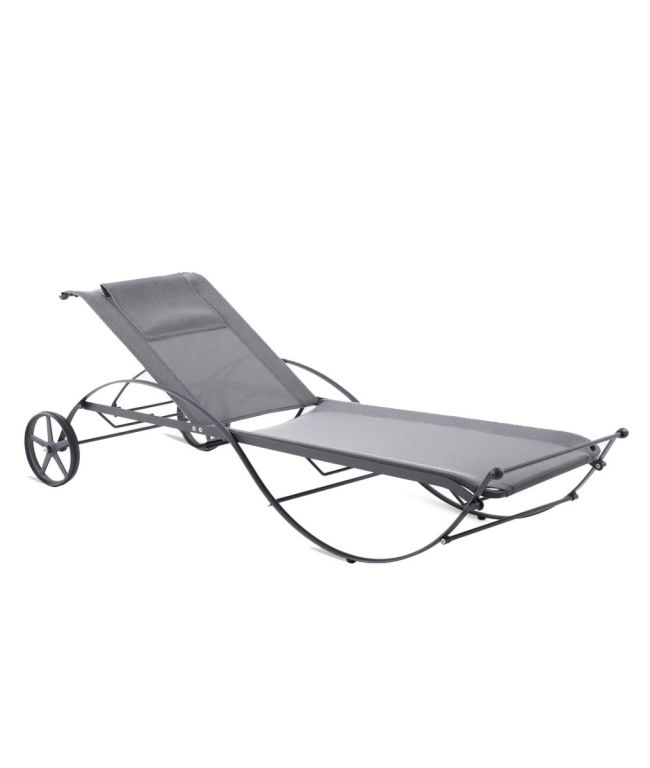 Unopiù Aurora sunlounger in graphite with brown fabric